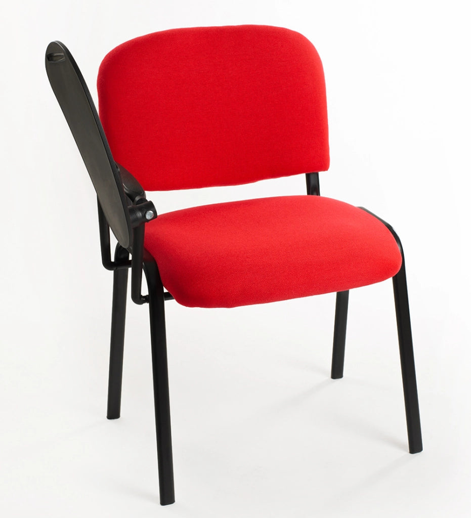 Set di 6 sedie Impilabili in Tessuto Rosso  con Ribaltina scrittoio tavoletta per studio sala conferenza convegni