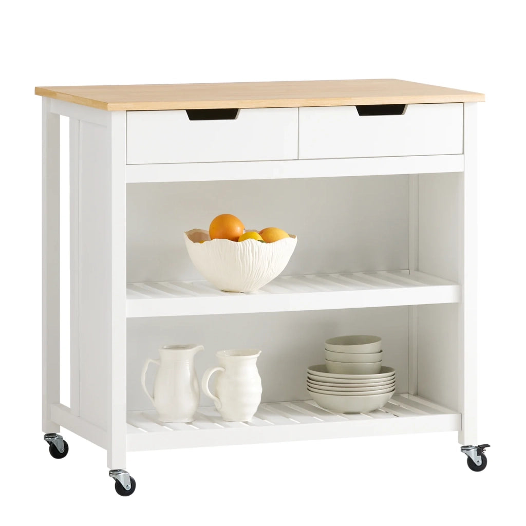 Penisola Cucina Piano di Lavoro per Cucina con 2 cassetti a 2 Ripiani L100*P60*A94CM Bianco FKW74-WN