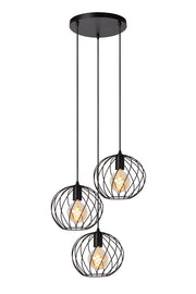 Lampada a sospensione Lucide Danza metallo nera 3xE27 Ø50