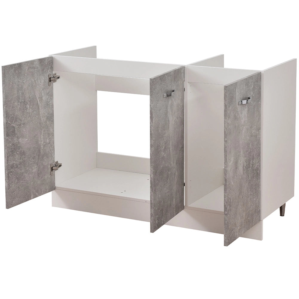 Mobile Cucina Sottolavello Componibile in Legno Colore Grigio con 3 Ante 120cm