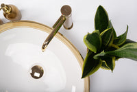 Lavabo Da Appoggio Rea Margot White/gold