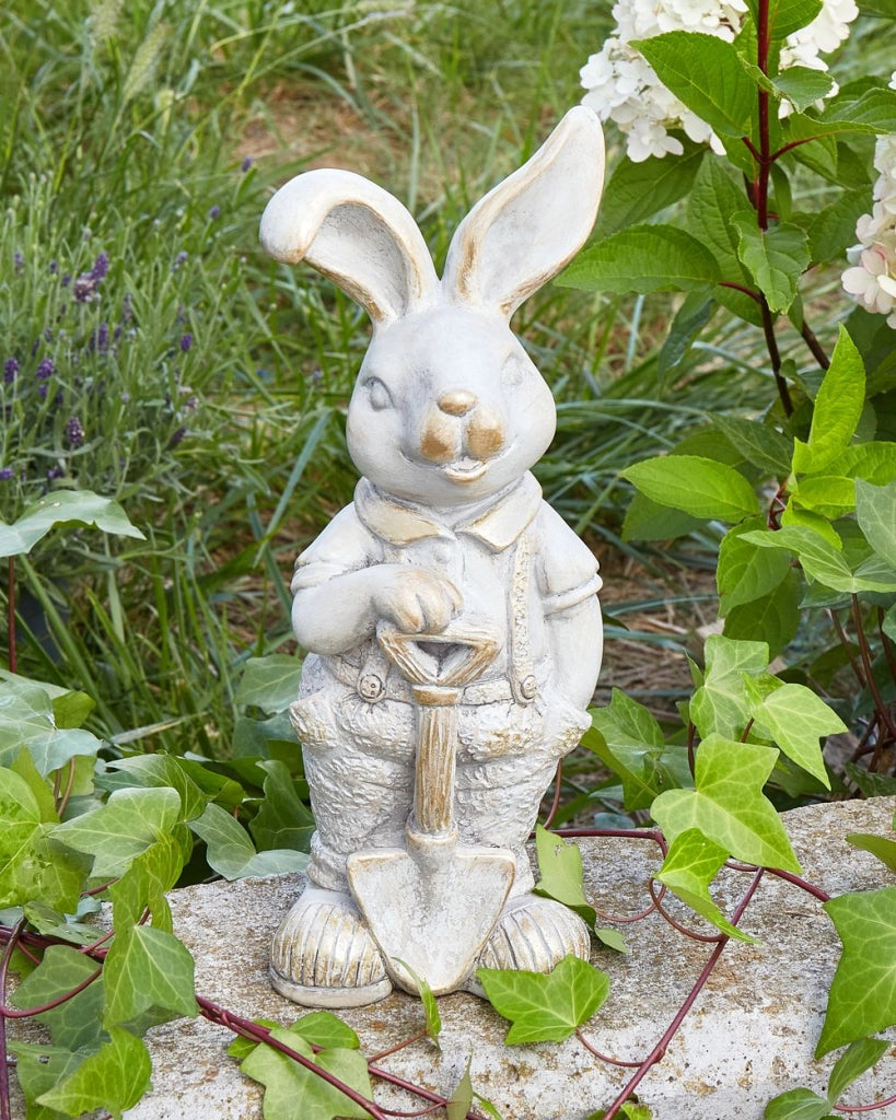 Statuetta decorativa Bianca MgO 36 cm Coniglietto di Pasqua Decorazione per interni esterni Soggiorno