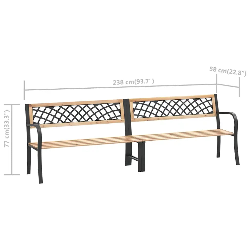 Panca da Giardino Doppia 238 cm in Legno di Abete Cinese 317134