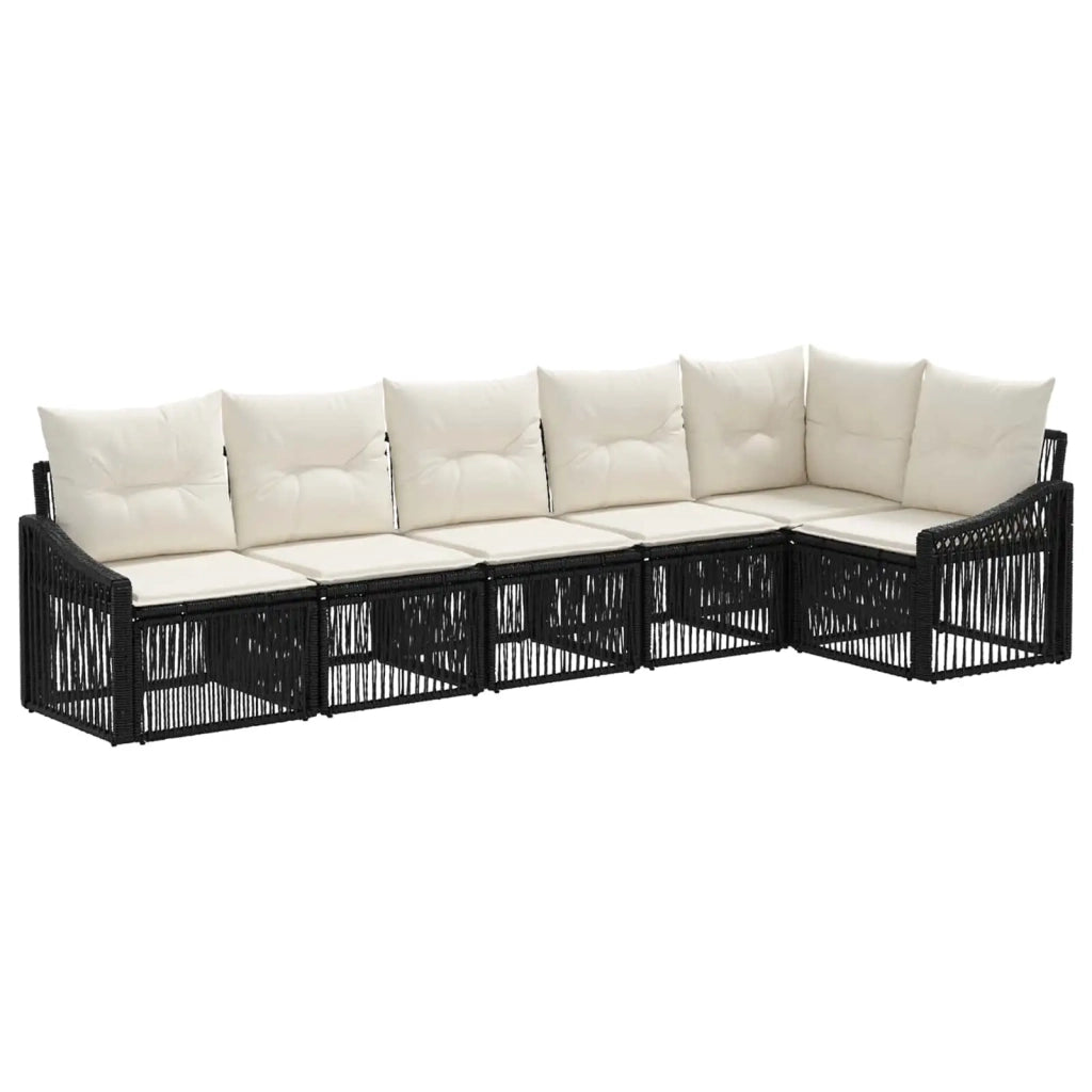 Set Divano da Giardino 6 pcs Nero polyrattan 3436009