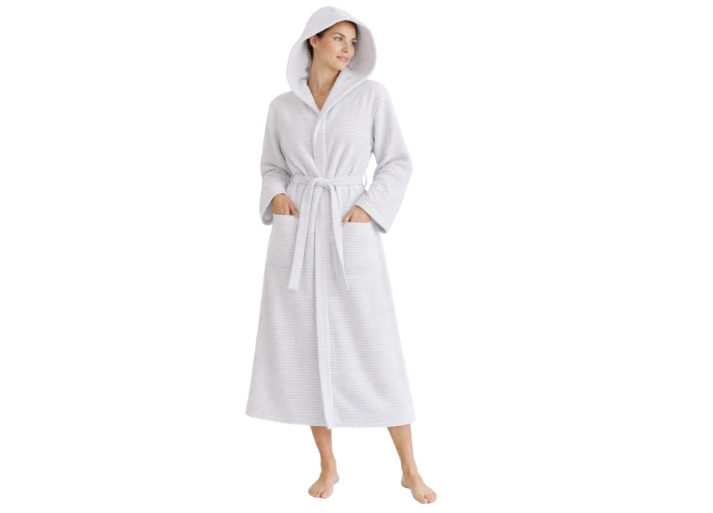 Accappatoio Con Cappuccio In Morbida Spugna Mod. Boutique Tinta Unita Bianco - XL-XXL - Bianco