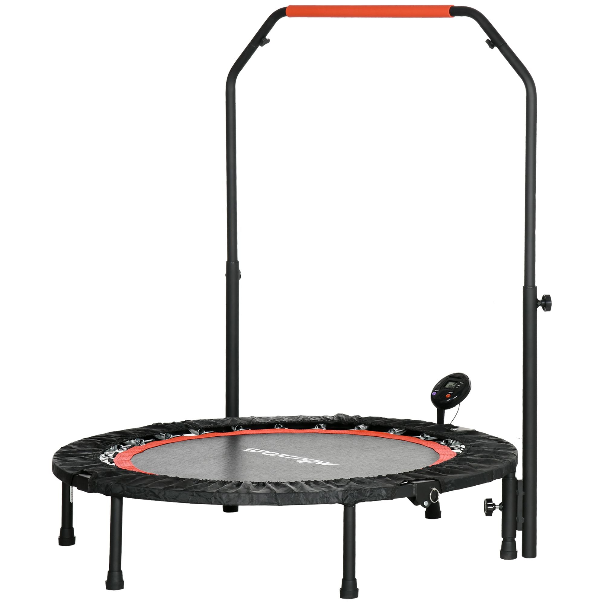 Mini Trampolino Fitness Ø102 cm Regolabile in Altezza Pieghevole con Manubrio Nero
