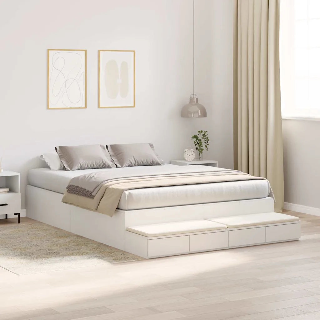 Struttura letto con contenitore Bianco 135 cm Legno multistrato 3335701