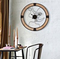 Orologio da Muro Couple Ø 60x3 cm in Ferro e Legno