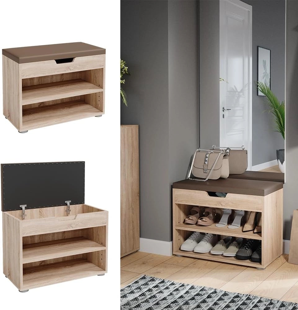 Panca scarpiera da ingresso Rolfe, Sonoma, 60 x 45 cm, per la conservazione delle scarpe e compatibile con i mobili Rolfe