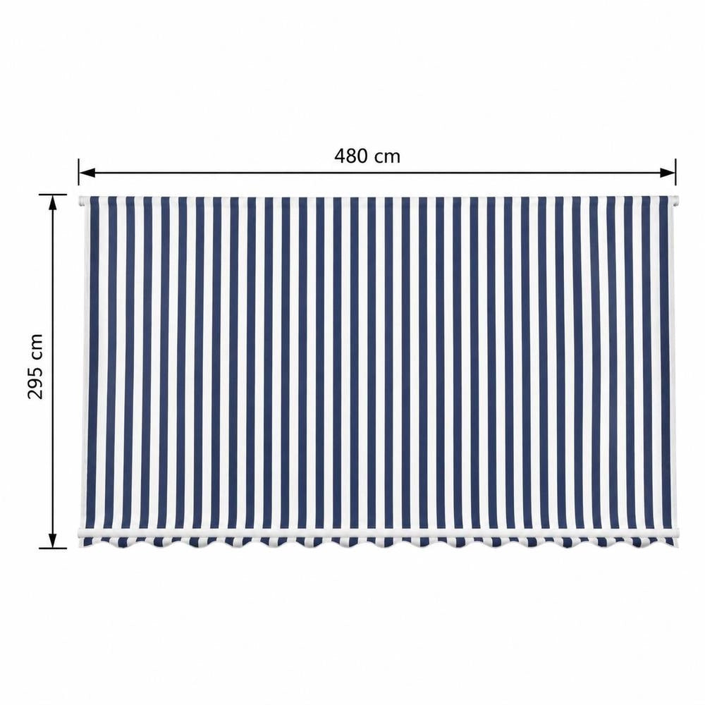 Awning Fabric Canvas Blue & White 500x300 Cm