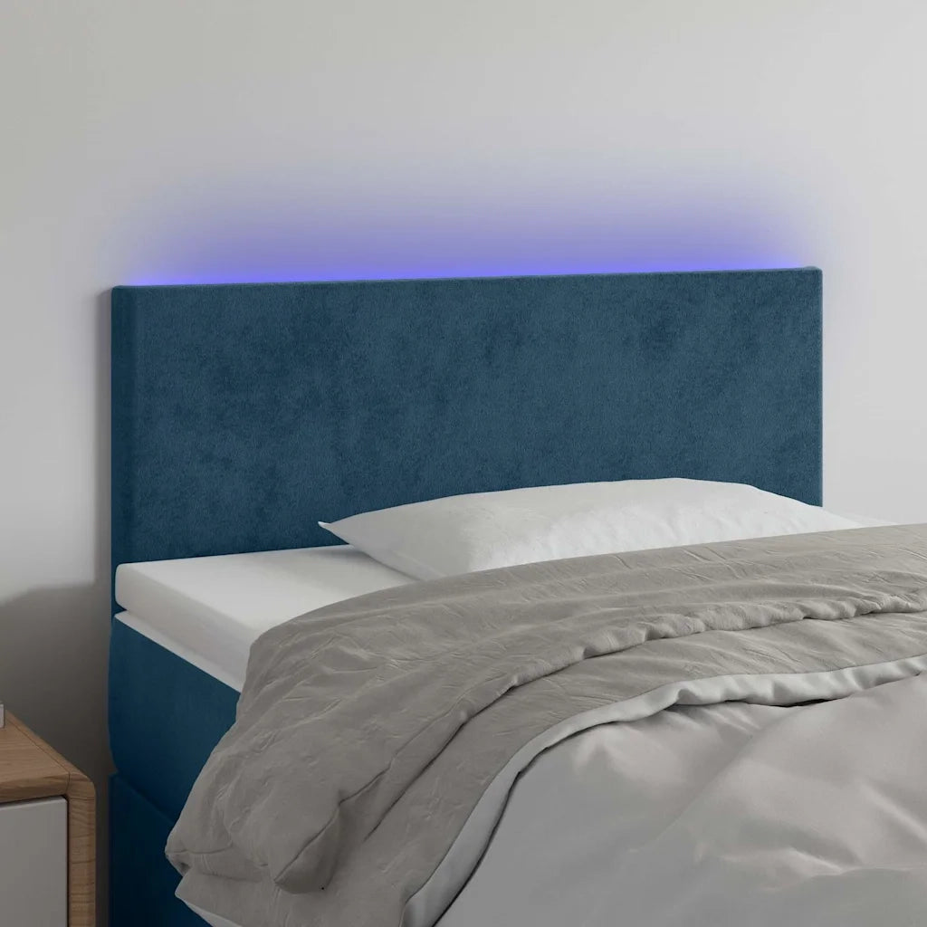 Testiera a LED Blu Scuro 100x5x78/88 cm in Velluto