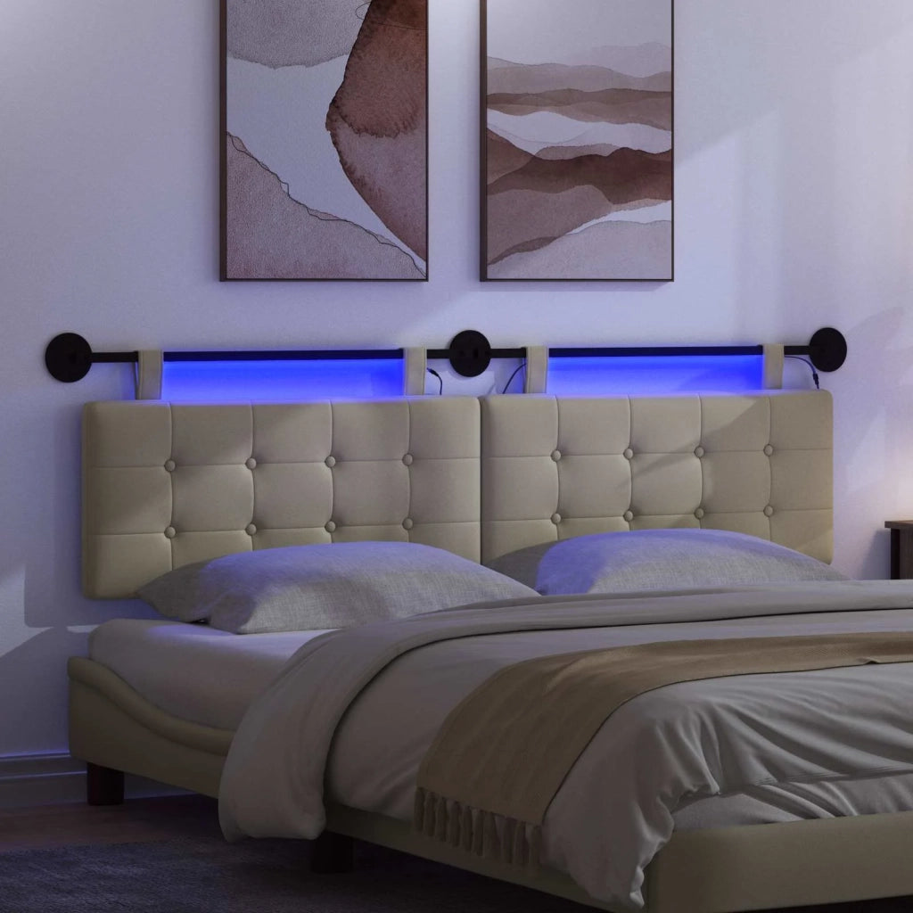 Testiera sospesa Con luce LED Crema Similpelle 3424462