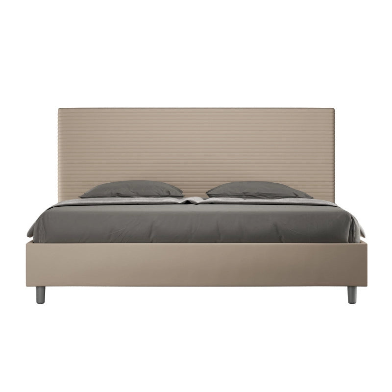 Letto imbottito Matrimoniale 180x190 cm Focus - Similpelle,Senza rete,Tortora