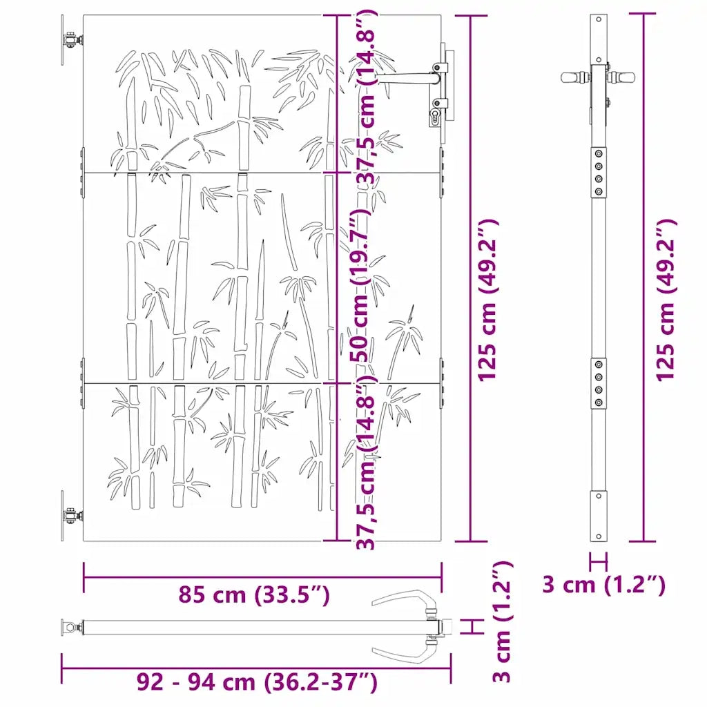 Cancello da giardino con blocco Nero 85 x 125 cm 42015870