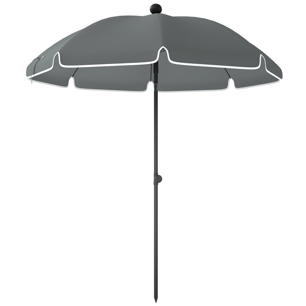 Ombrellone da Spiaggia Inclinabile con Ancora per la Sabbia e Borsa da Trasporto, ?150x185 cm, Grigio Scuro