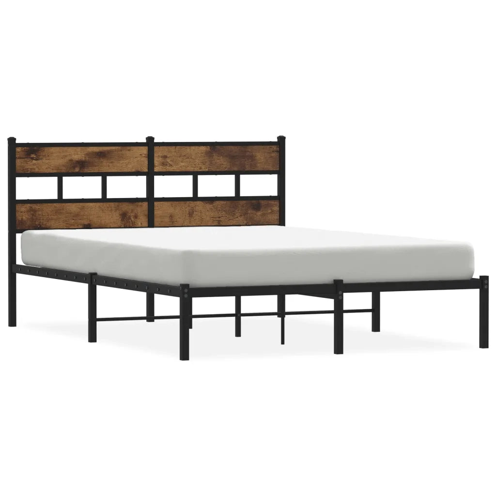 vidaXL Giroletto senza Materaso in Metallo Rovere Fumo 140x200 cm