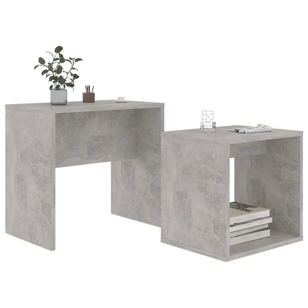 Set Tavolini da salotto | Tavolino da caff¨¨ | Tavolino da Soggiorno Grigio Cemento 48x30x45 cm Multistrato