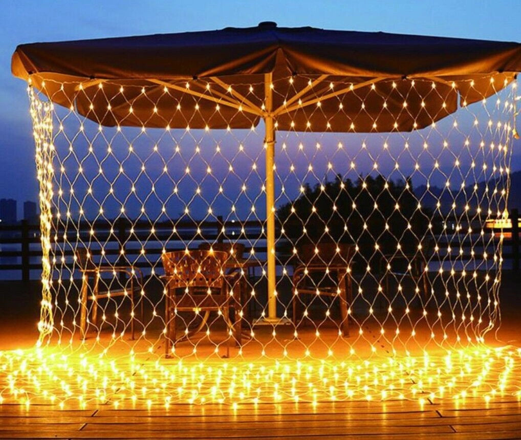 Luci Natale Rete luminosa con 216 LED decorazioni natalizie 3x2 mt prolungabile luce calda