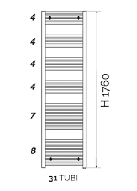 TERMOARREDO LINEA KALURA DIRITTO H 1760- Nero Opaco Int. 600- ATON- pezzi 1