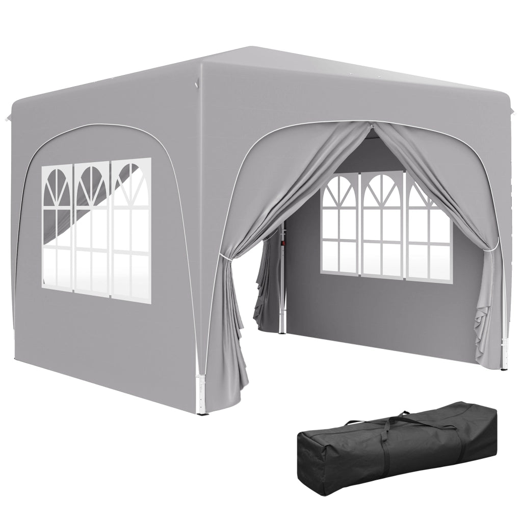 Gazebo da Giardino Pieghevole 3x3m con Borsa ¨C zephmum ¨C Grigio Chiaro
