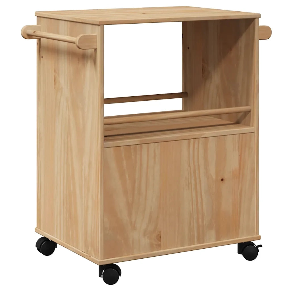 Carrello da Cucina-Scaffale per Cucina OTTA 59x45x80 cm in Legno Massello di Pino