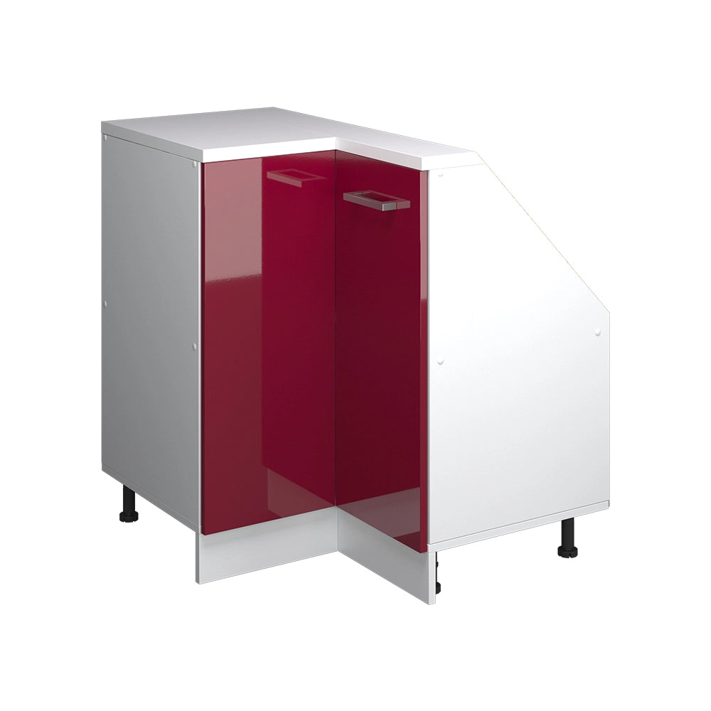 Mobile sottotetto Mobile angolare Rion Rosso lucido/Bianco 75.6 x 83.8 cm con 1 porta Vicco