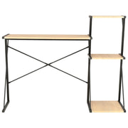 Scrivania | Tavolo da Ufficio con Ripiano Nera e Rovere 116x50x93 cm