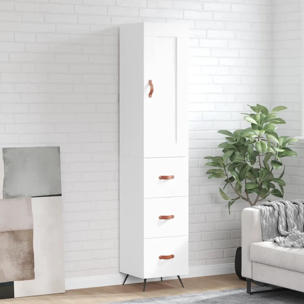Credenza-Buffet-Armadio da cucina Bianca 34,5x34x180 cm in Legno Multistrato 956847