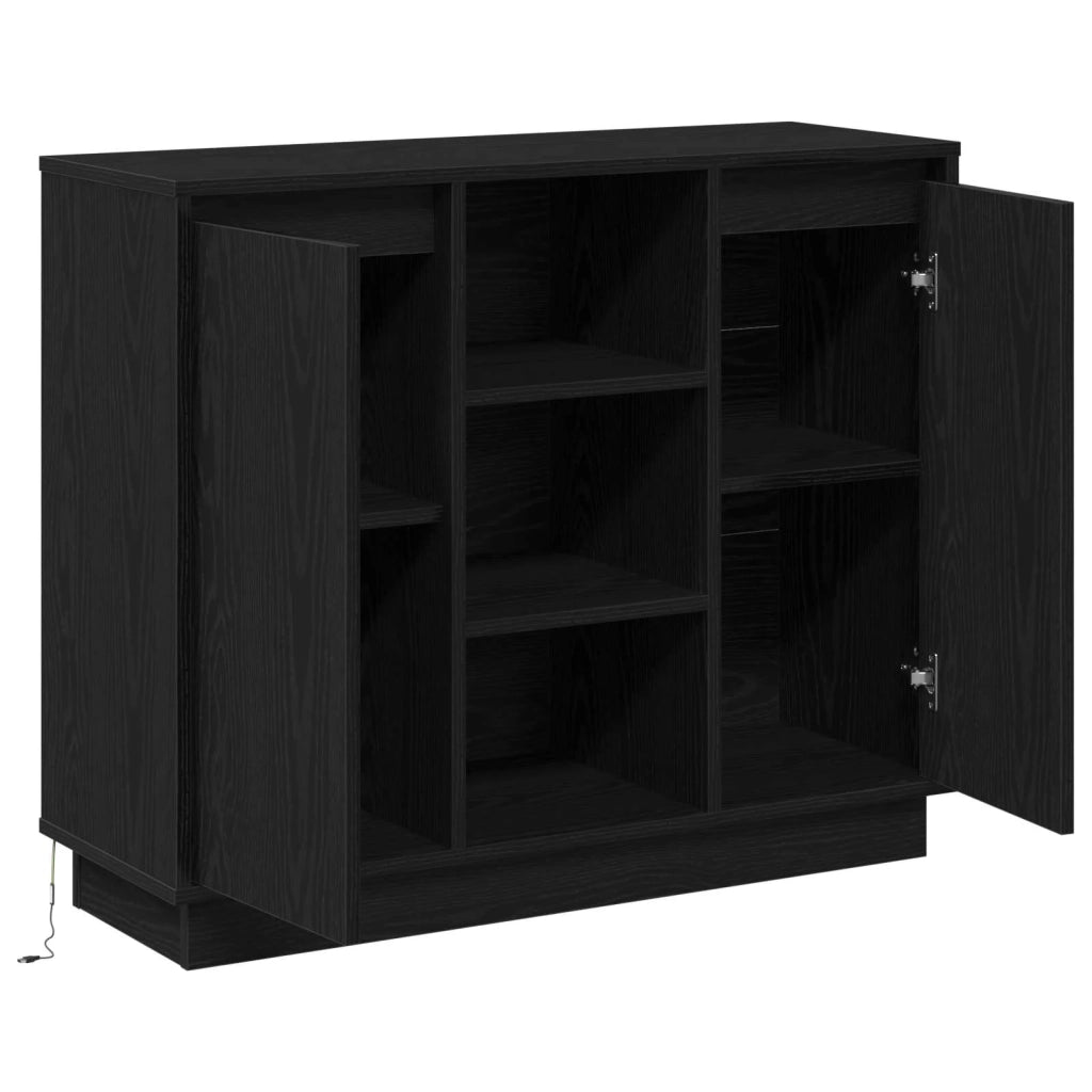 Madia LED Rovere Nero 90 x 32 x 75 cm Legno multistrato 869683
