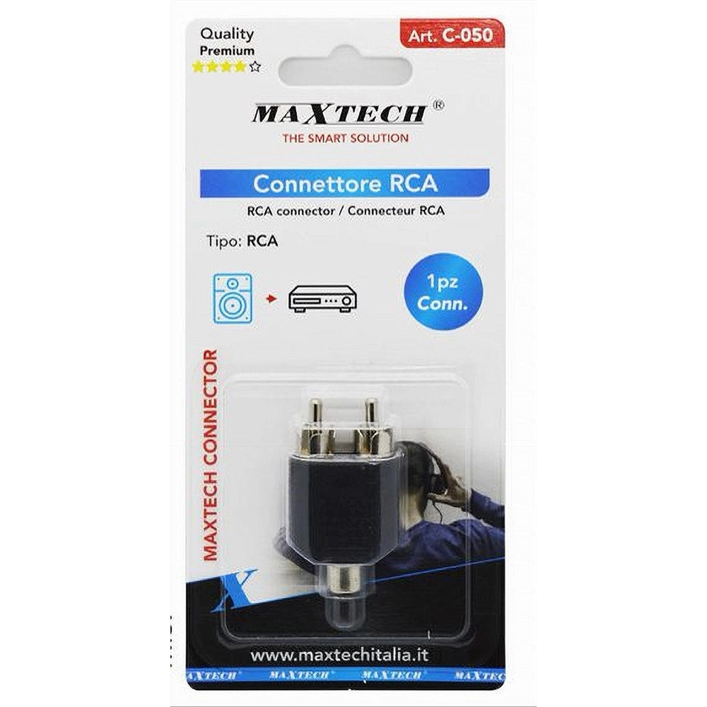 Trade Shop - Connettore Adattatore Splitter A Y Audio 2 X Rca Maschio A Rca Femmina C-050 -