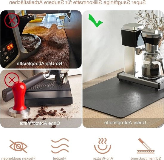 Matrice di assorbimento superiore per macchina da caffè e servizio - matrice antiscivolo per lavello della macchina da caffè automatica a servizio completo - grigio, 1 pezzo