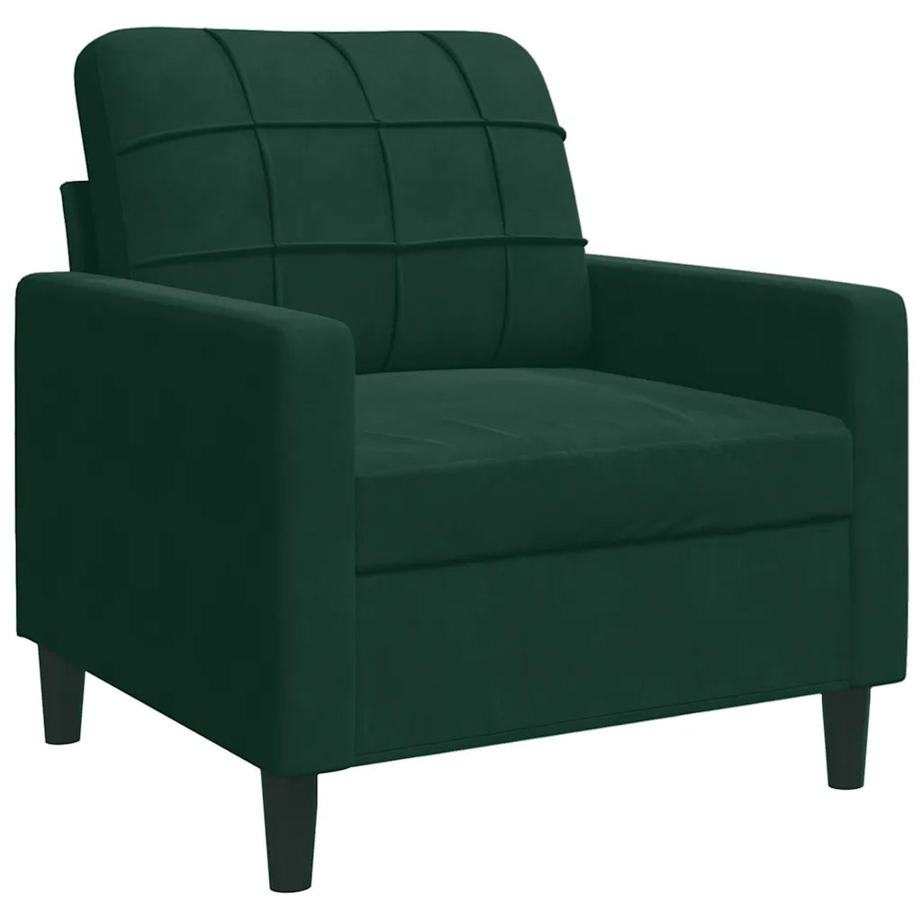 Set di Divani 4 pz con Cuscini e Rinforzi Verde scuro Velluto
