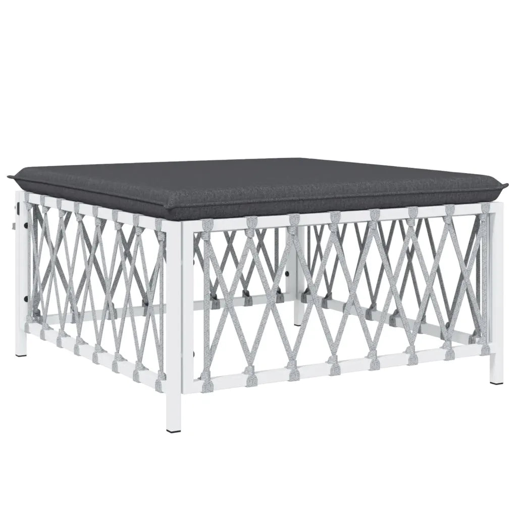 Set Salotto da Giardino 4 pz con Cuscini in Acciaio Bianco 3186852