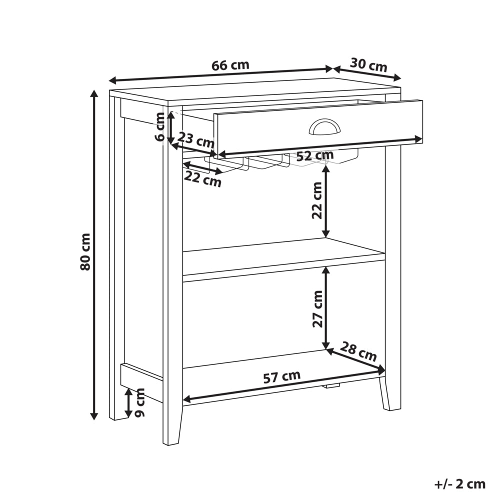 Credenza con cassetto 2 ripiani e porta bicchieri in vetro legno scuro stile moderno soggiorno