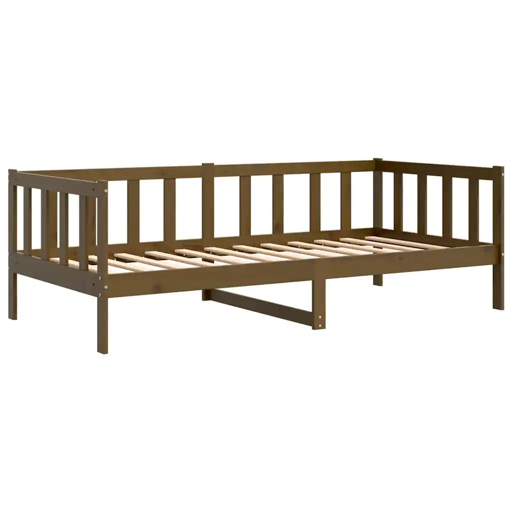 Letto singolo | Letto per adulti | Dormeuse Marrone Ambra in Legno Massello di Pino 90x200 cm