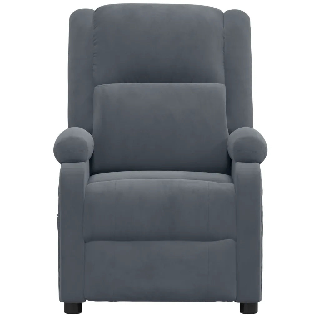 Poltrona Elettrica Reclinabile Grigio Scuro in Vera Pelle 3098394