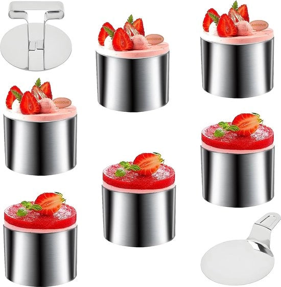 Set di decorazioni per dessert, con decorazioni per dessert, anelli per cibo, anelli per cibo, anello per torta piccolo, per torte, insalate, mousse al cioccolato, dimensioni: 8,8x8,8x3,6 cm