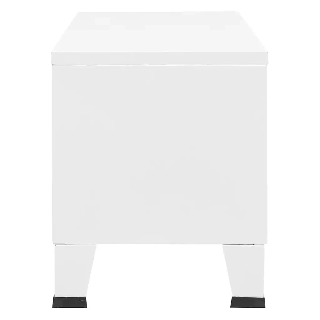 Mobile TV Industriale Bianco 105x35x42 cm in Metallo
