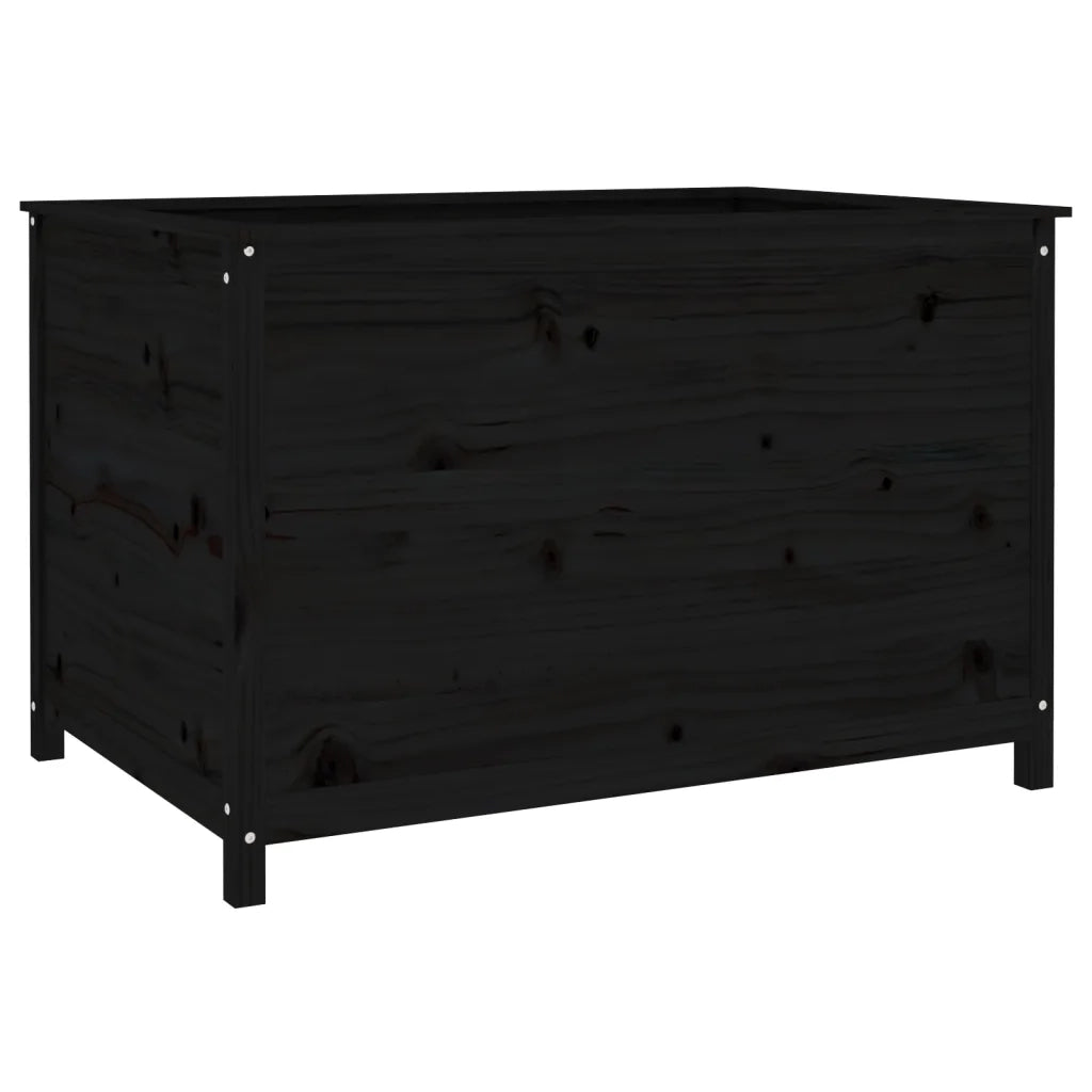 Fioriera Rialzata Giardino Nera 119,5x82,5x78 cm Massello Pino 825314