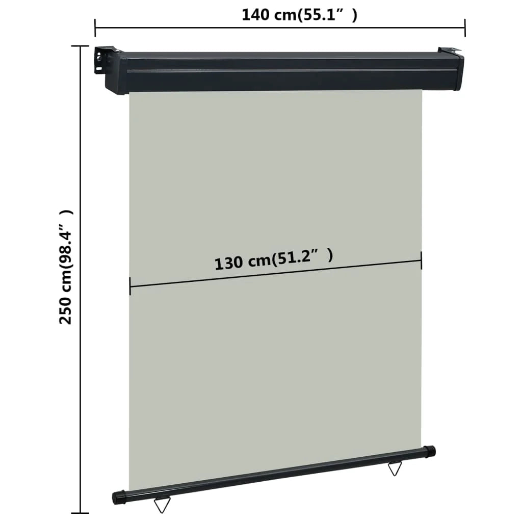 Tenda da sole laterale retrattile/schermo privacy per patio giardino terrazza balcone 140 x 250 cm grigio 02_0007012