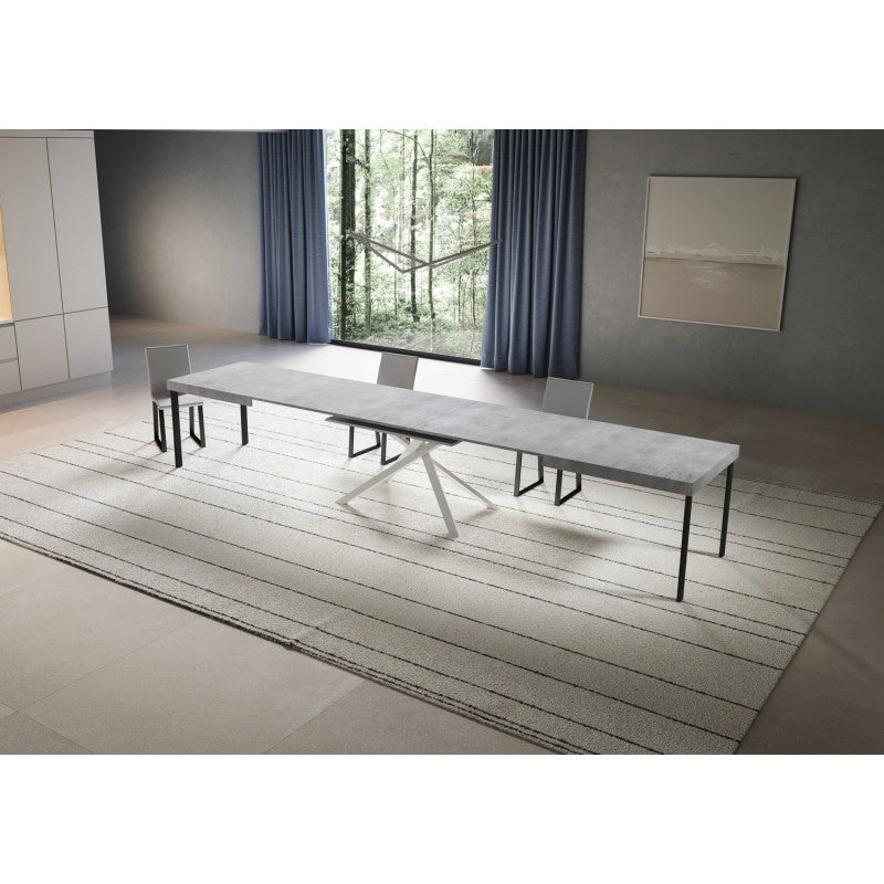 Tavolo allungabile 180/440x90 cm Niket telaio Bianche - Cemento