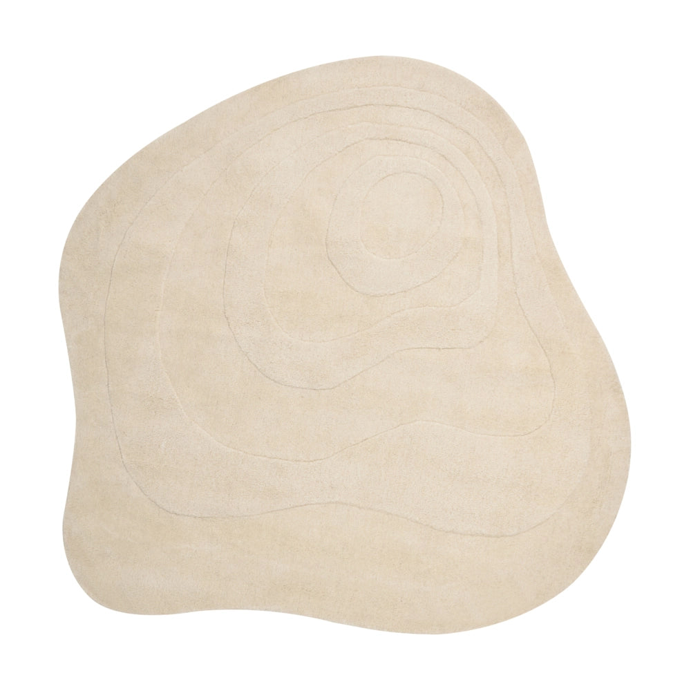 Tappeto Area Beige Viscosa Lana 160 x 160 cm Fatto a Mano Low Pile Soggiorno Cotone Moderno