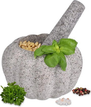 Mortario per erbe - mortaio con macinatore di erbe - 10x15 cm - granito grigio non lucidato