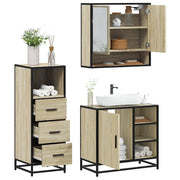 Set Mobili da Bagno 3 pz Rovere Sonoma in Legno Multistrato