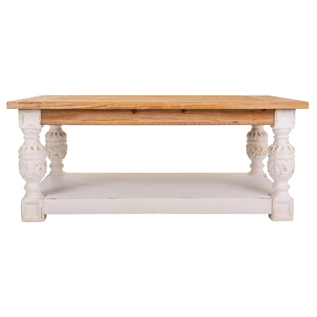 Tavolino in legno intagliato marrone 120x70x50h