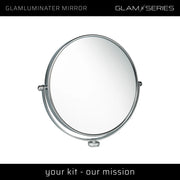 GlamSeries GlamLuminater Specchio per trucco con rotazione a 360° per braccio aggiuntivo, specchio makeup con doppio ingrandimento per luce LED