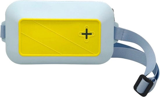 Sacchetto per cani - Cintura per cani in silicone - Adattabile cintura per allenamento e passeggiate - Per l'allenamento di animali domestici - Blu chiaro + Giallo