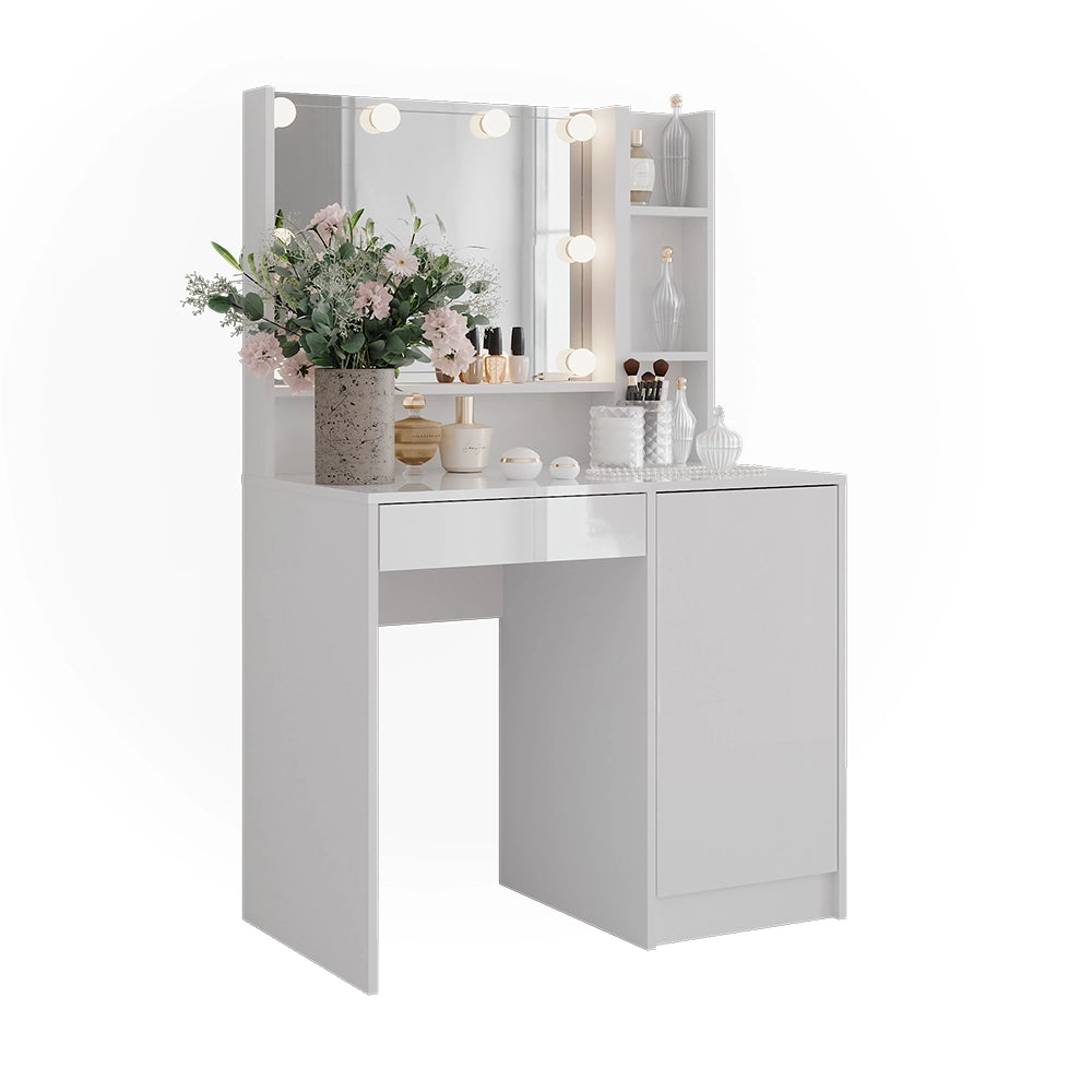 Vicco Tavolo da toeletta Bianco/bianco lucido 89.8 cm 4 parti