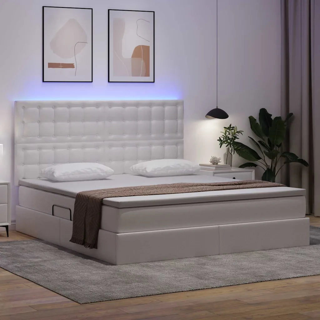 Letto con contenitore e LED con led Bianco Puro 160 x 200 cm 3372310