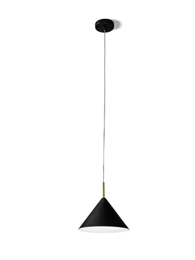 SAMOI  LAMPADARIO A SOSPENSIONE MEDIA D.26,5CM  COLORE ESTERNO NEROFINITURE BIANCO ORO ATTACCO E27